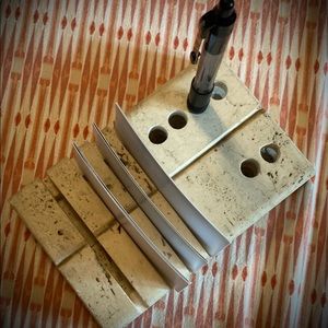 Travertine, Business Card, And Pen Holder. Vintage